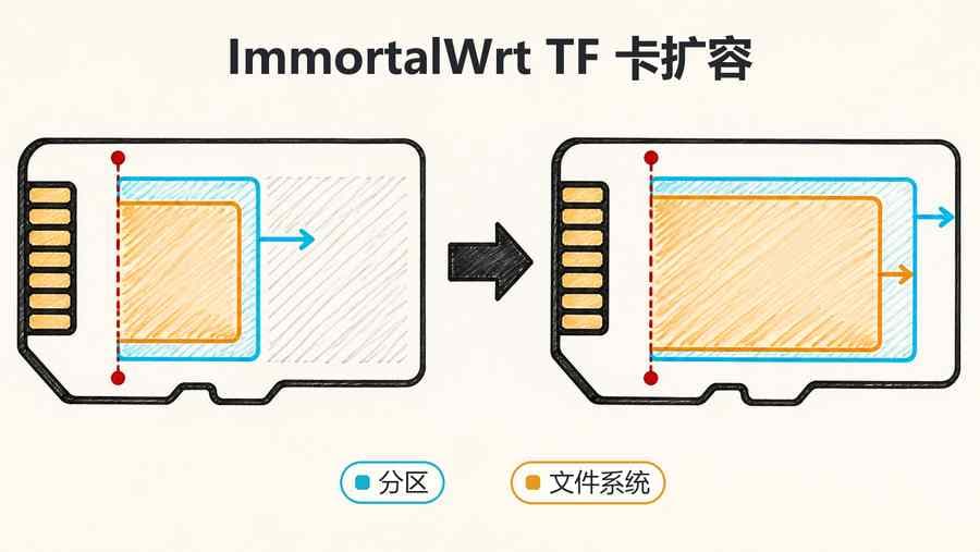 ImmortalWrt TF 卡扩容实践：分区扩展与 SquashFS/F2FS Overlay 调整